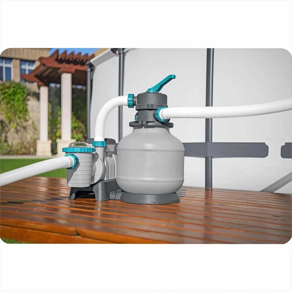 Baseino smėlio filtro siurblys, didelis srautas 8327 l/h, antžeminiams baseinams, 6 padėčių vožtuvas, su pirminiu filtru