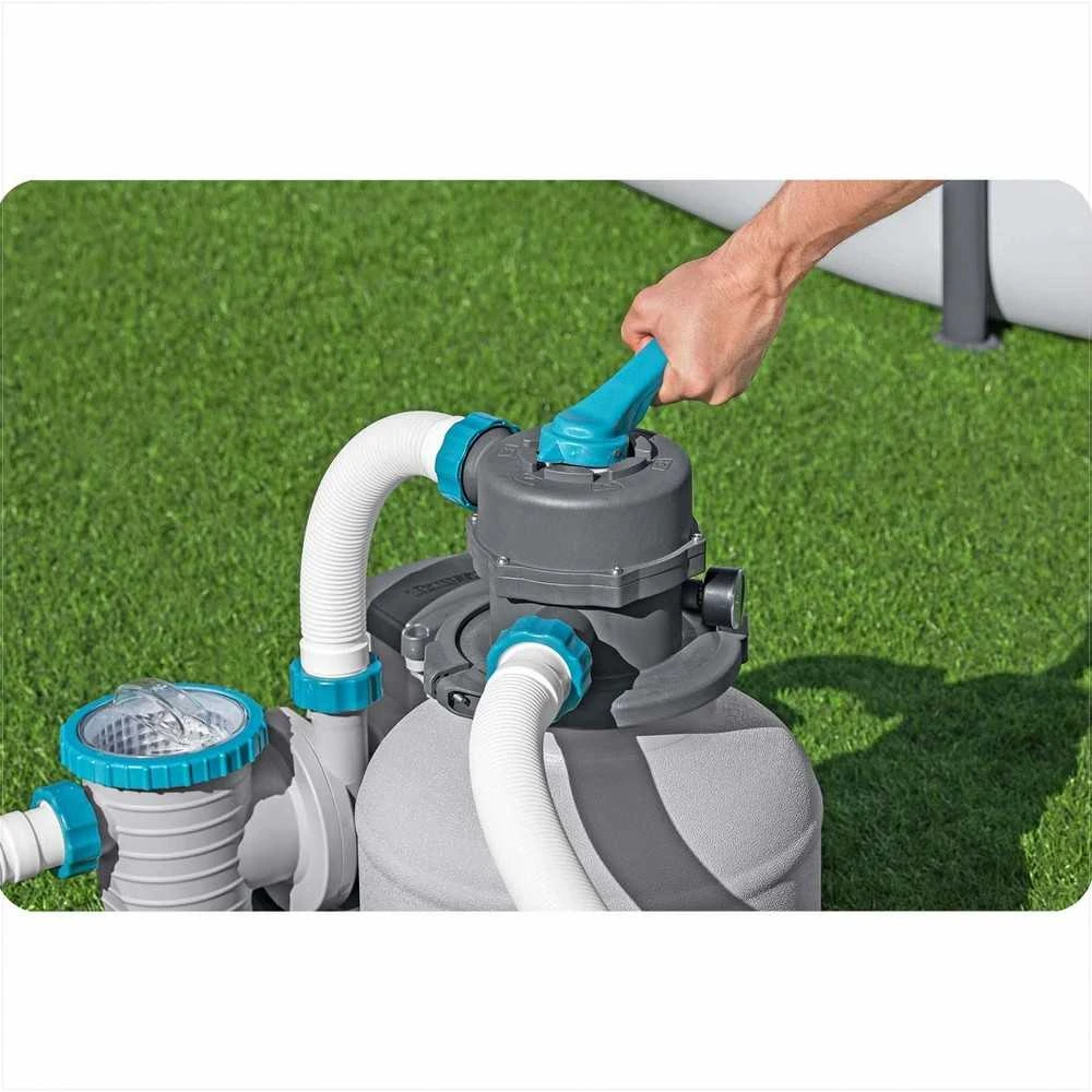 Baseino smėlio filtro siurblys, didelis srautas 8327 l/h, antžeminiams baseinams, 6 padėčių vožtuvas, su pirminiu filtru
