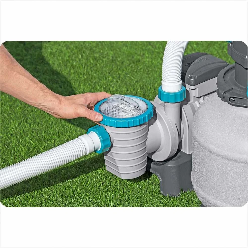 Baseino smėlio filtro siurblys, didelis srautas 8327 l/h, antžeminiams baseinams, 6 padėčių vožtuvas, su pirminiu filtru
