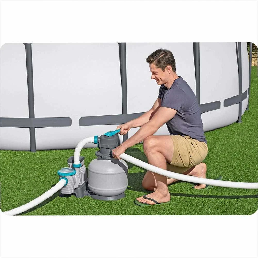 Baseino smėlio filtro siurblys, didelis srautas 8327 l/h, antžeminiams baseinams, 6 padėčių vožtuvas, su pirminiu filtru
