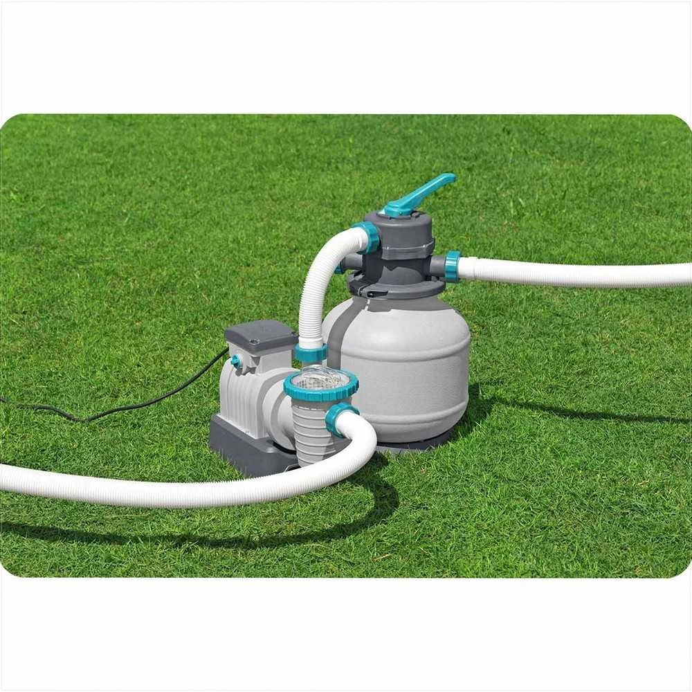 Baseino smėlio filtro siurblys, didelis srautas 8327 l/h, antžeminiams baseinams, 6 padėčių vožtuvas, su pirminiu filtru