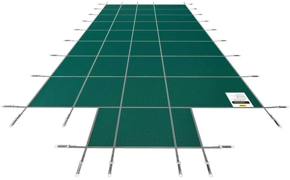 Baseino uždangalas 4.9x9.8m, tinklelis, žalias žieminis, stačiakampis, apsauginis baseino uždangalas