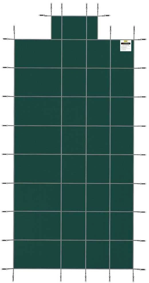 Baseino uždangalas 4.9x9.8m, tinklelis, žalias žieminis, stačiakampis, apsauginis baseino uždangalas