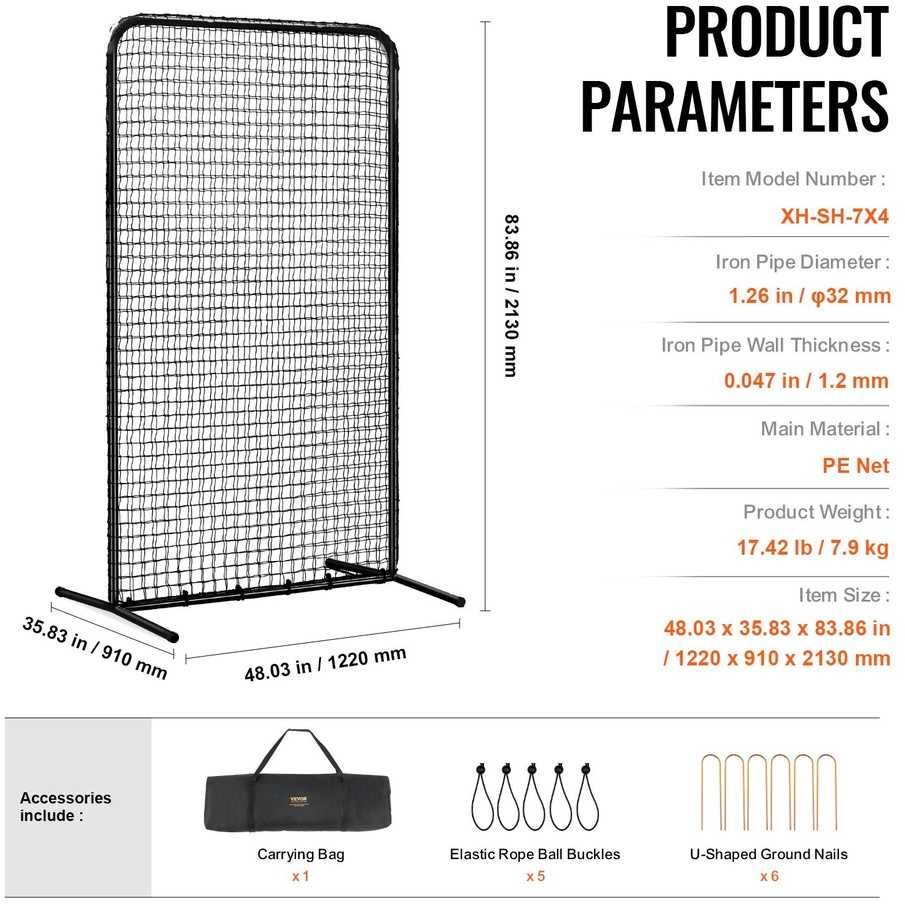 VEVOR beisbolo saugos ekranas 213x122 cm
