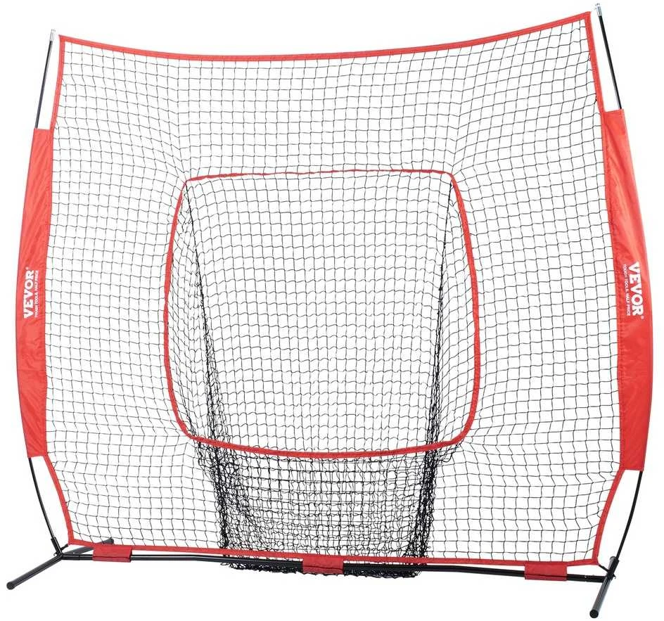 Beisbolo softbolo treniruočių tinklas 213,36 x 213,36 cm, nešiojamas treniruočių tinklas smūgiavimui, atmušimui, gaudymui, beisbolo treniruočių priemonės, beisbolo smūgiavimo tinklas, beisbolo metimo tinklas