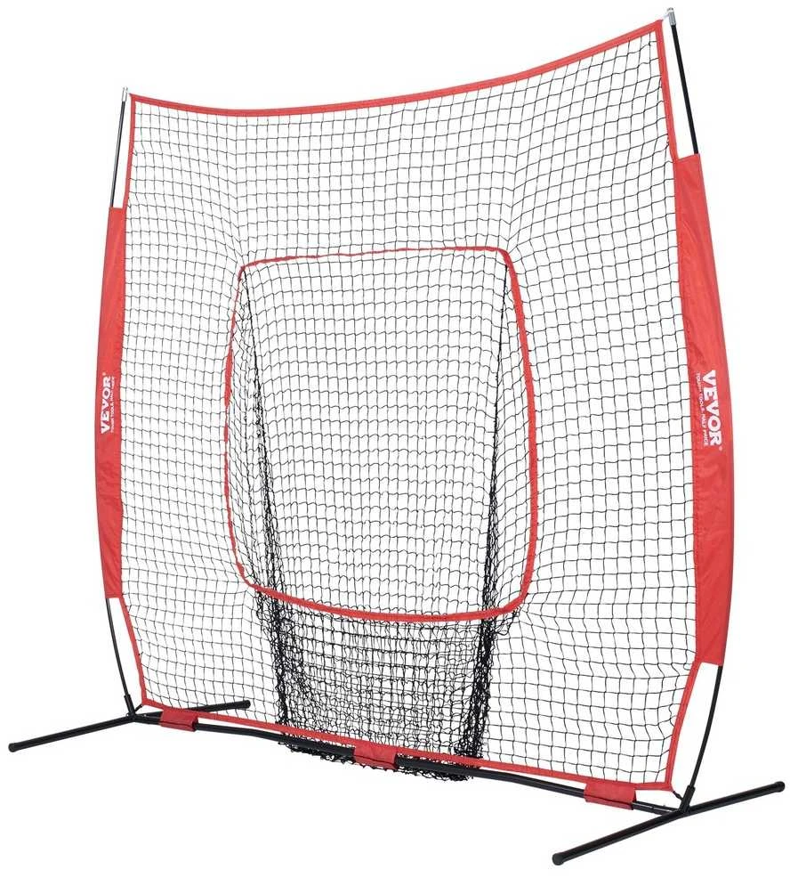 Beisbolo softbolo treniruočių tinklas 213,36 x 213,36 cm, nešiojamas treniruočių tinklas smūgiavimui, atmušimui, gaudymui, beisbolo treniruočių priemonės, beisbolo smūgiavimo tinklas, beisbolo metimo tinklas