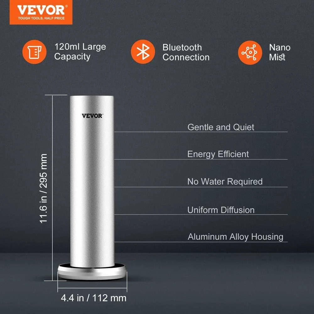 Drėkintuvas Bekvapis oro aparatas, Bluetooth šalto oro difuzorius, 120ml eterinių aliejų difuzorius, namų kvapų sistema, biuro aromato difuzorius, 92.9 m² difuzorius