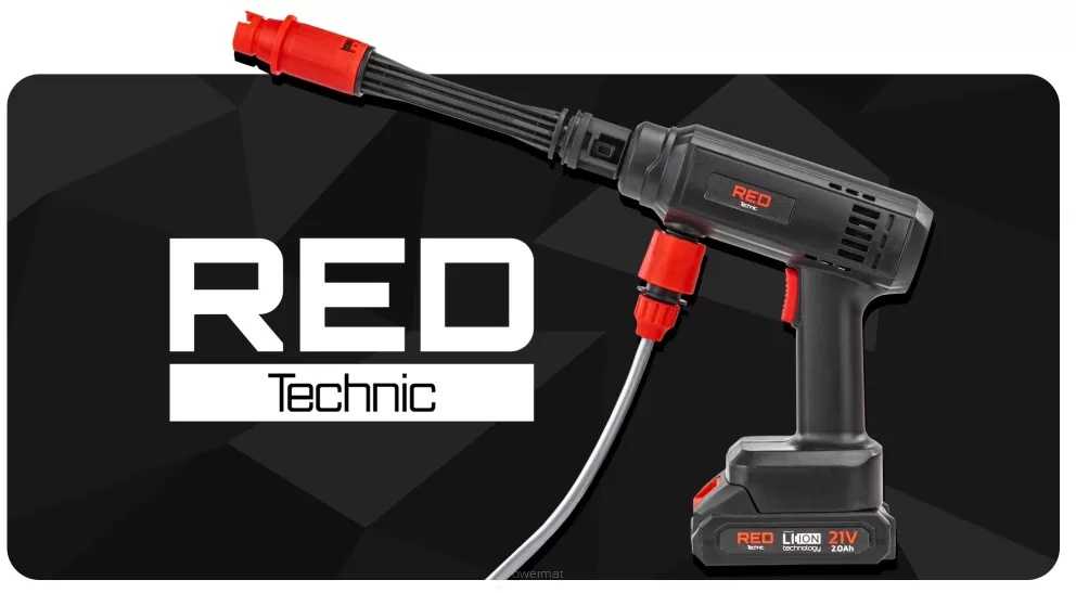 Red Technic Belaidis slėginis ploviklis, nešiojamas aukšto slėgio valiklis, automobilio ir terasos valymo rinkinys, 60 bar slėginis ploviklis