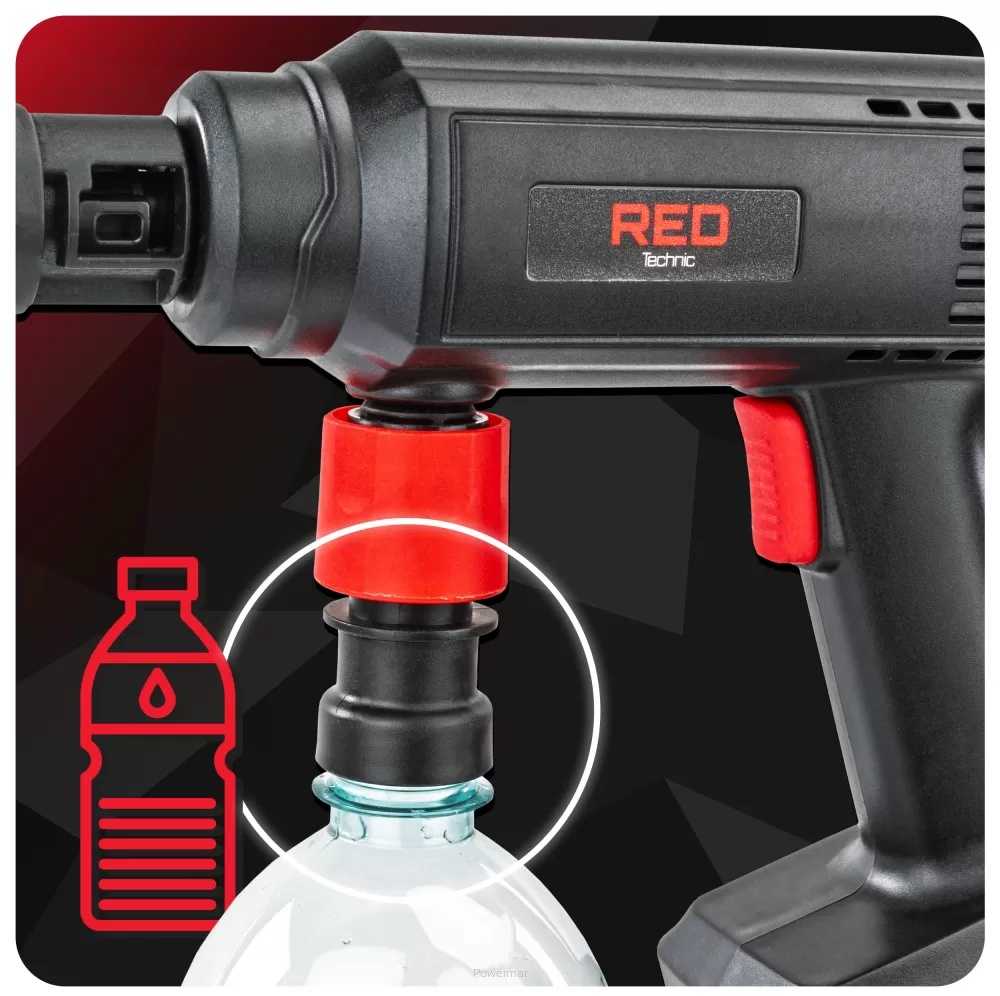 Red Technic Belaidis slėginis ploviklis, nešiojamas aukšto slėgio valiklis, automobilio ir terasos valymo rinkinys, 60 bar slėginis ploviklis