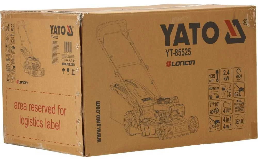 Yato Benzininė vejapjovė 46 cm su savaeige pavara, 4 in 1 funkcija, benzininė vejapjovė, sodo vejapjovė