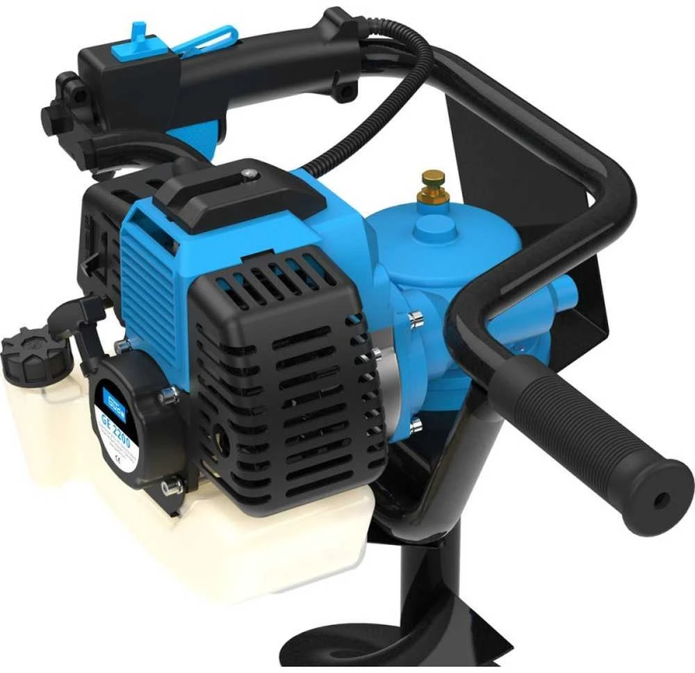 Benzininis žemės grąžtas, 2.2 kW, 52 cm³, su 100/150/200 mm grąžtais, skirtas sodininkystei, kraštovaizdžio tvarkymui ir stulpų skylių gręžimui