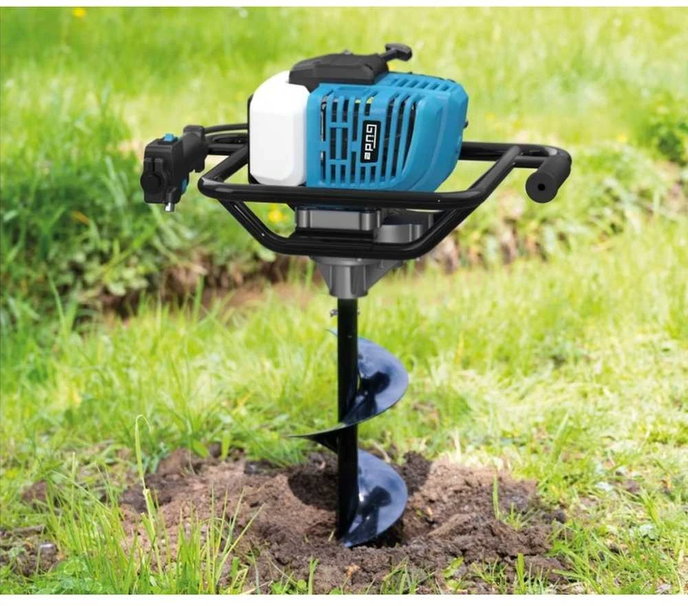 Benzininis žemės grąžtas, 52cc variklis, 1.45kW, su 100mm, 150mm ir 200mm grąžtais, sodininkystei ir kraštovaizdžio tvarkymui, žemės sraigtinis grąžtas