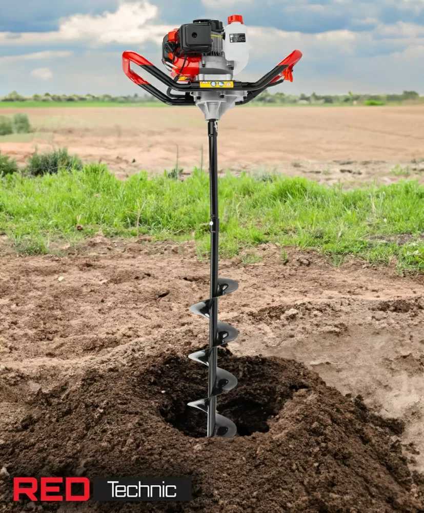 Red Technic Raudona Technic Benzinins žemės grąžtas Raudona Technic RTSWG0106 su 3 grąžtais ir prailgintuvu