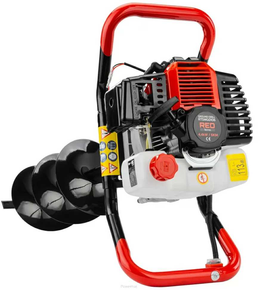 Red Technic Raudona Technic Benzinins žemės grąžtas Raudona Technic RTSWG0106 su 3 grąžtais ir prailgintuvu