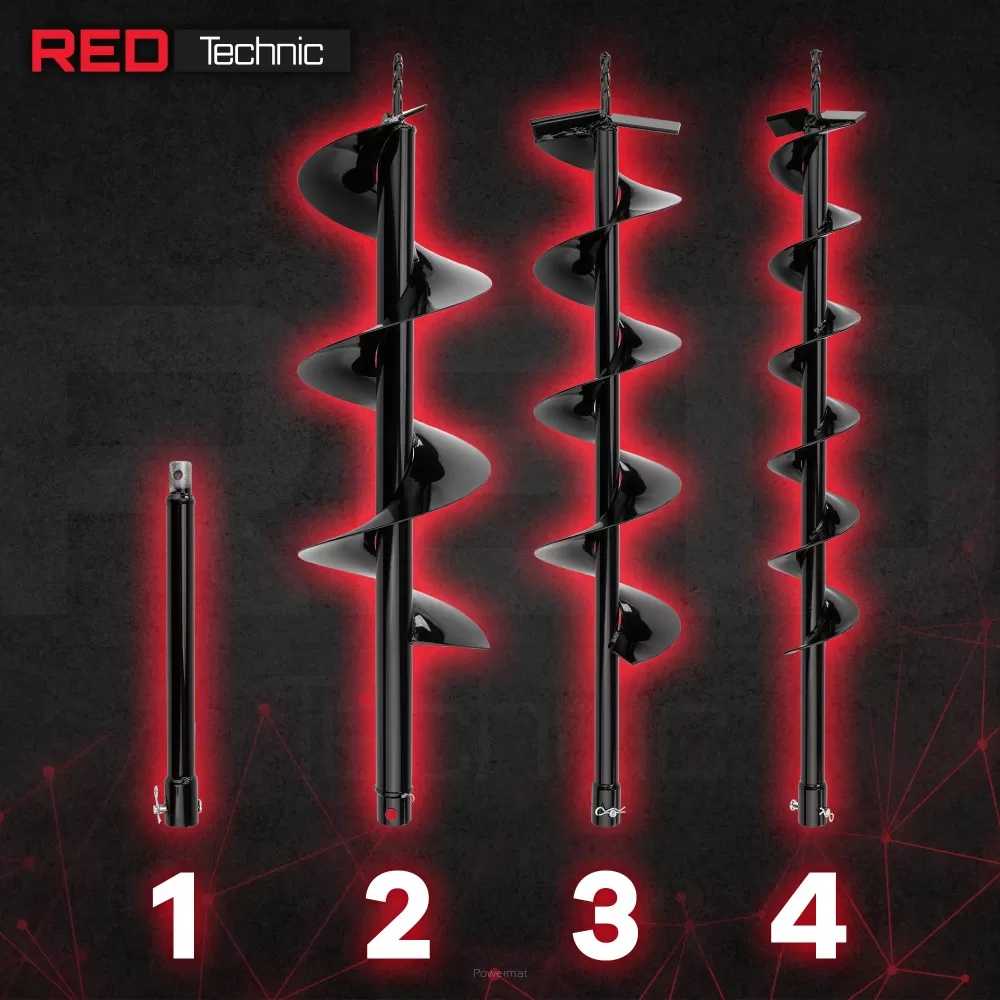 Red Technic Raudona Technic Benzinins žemės grąžtas Raudona Technic RTSWG0106 su 3 grąžtais ir prailgintuvu