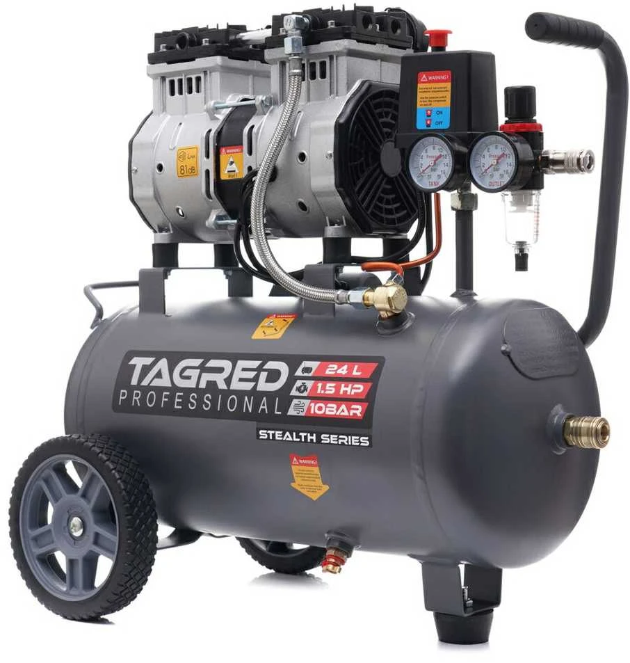 Beorio oro kompresorius, 24L bako talpa, 1750W, dviejų stūmoklių kompresorius namams ir garažui, nešiojamas kompresorius su greita jungtimi