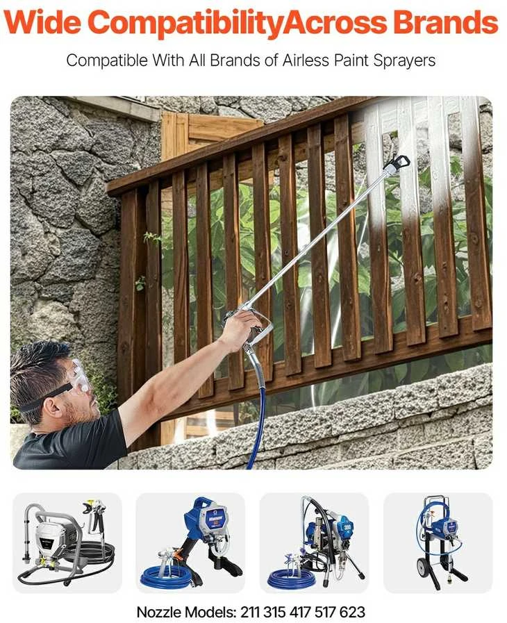 Beoris dažų purkštuvas ir žarnos rinkinys, 3600 PSI, su prailginimo strypais ir filtrais, dažų purkštuvo rinkinys