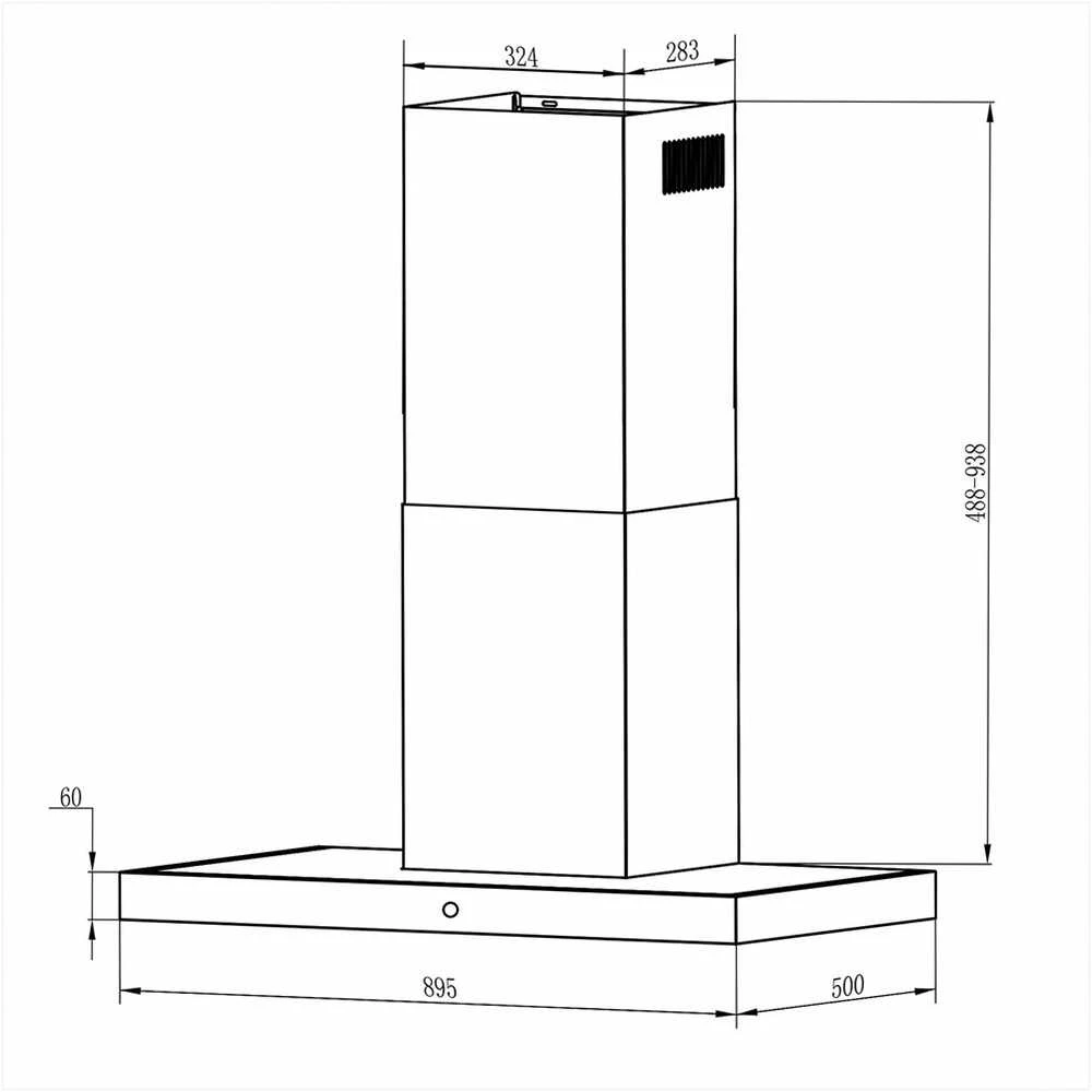 Berdsen 90 cm Juodas Virtuvės Gartraukis, Galingas Kamino Gartraukis, Moderni Virtuvės Ventiliacija, Juodas Stiklo Valdymo Pultas