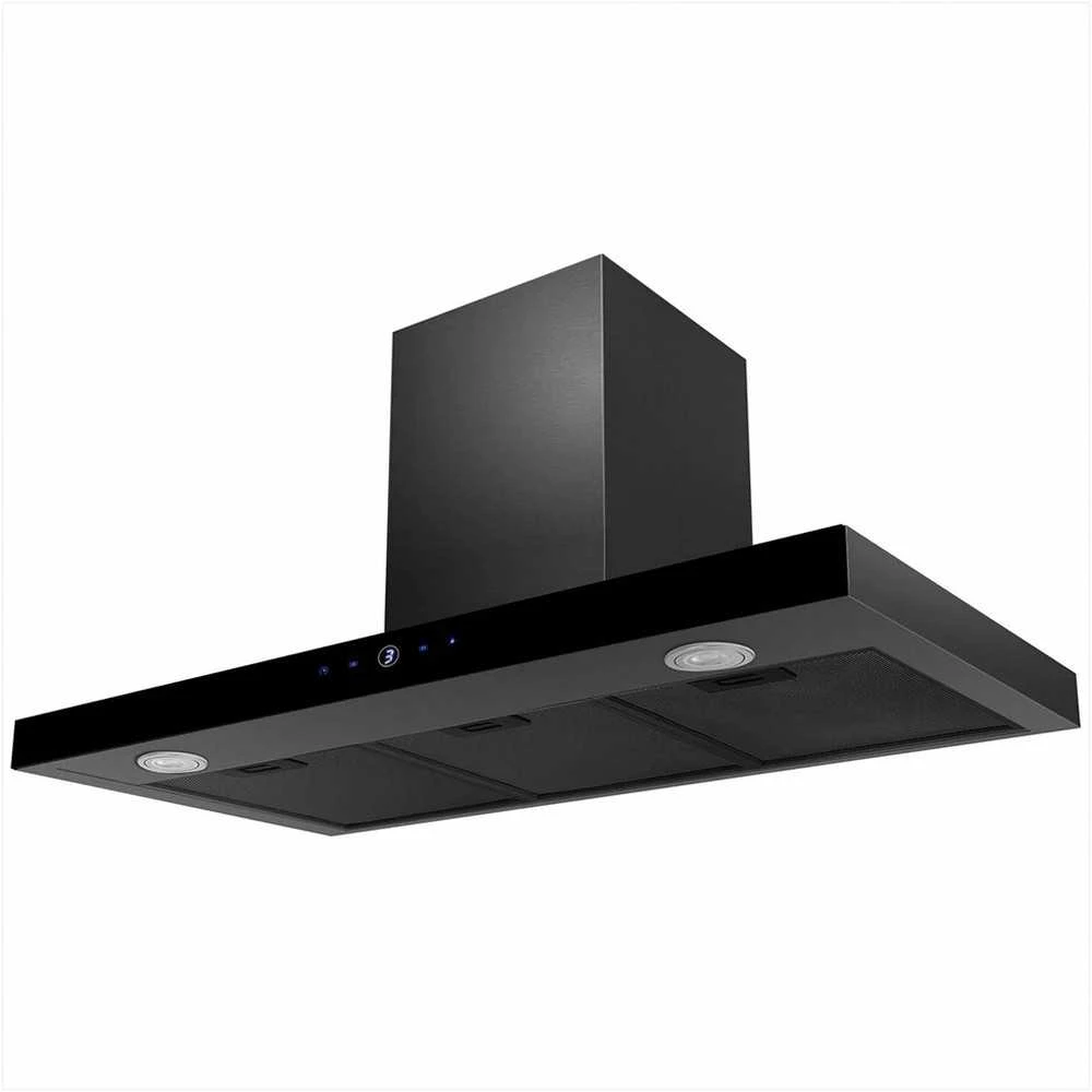 Berdsen 90 cm Juodas Virtuvės Gartraukis, Galingas Kamino Gartraukis, Moderni Virtuvės Ventiliacija, Juodas Stiklo Valdymo Pultas