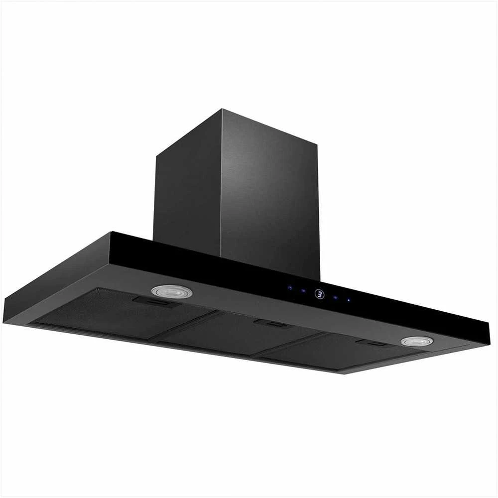 Berdsen 90 cm Juodas Virtuvės Gartraukis, Galingas Kamino Gartraukis, Moderni Virtuvės Ventiliacija, Juodas Stiklo Valdymo Pultas