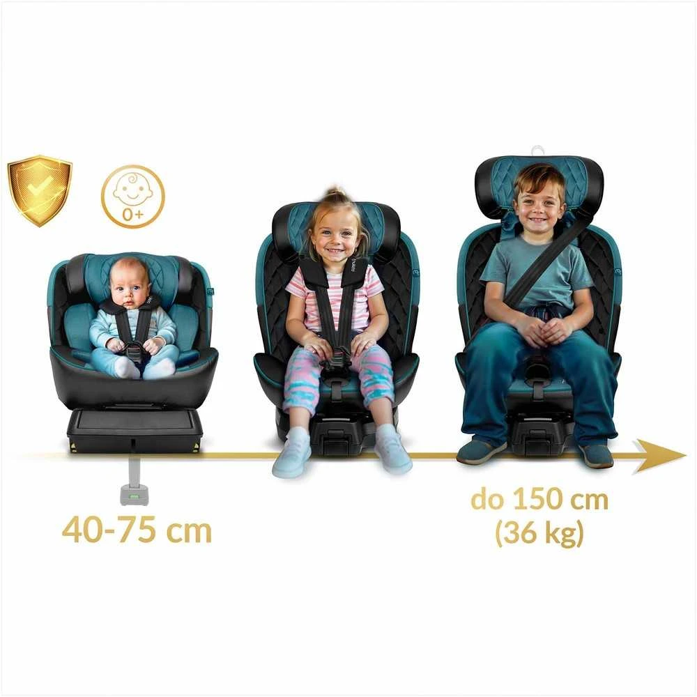 Besisukanti automobilinė kėdutė, 360 laipsnių, Isofix, 40-150 cm, kūdikiams ir mažiems vaikams, šoninio smūgio apsauga, reguliuojama galvos atrama