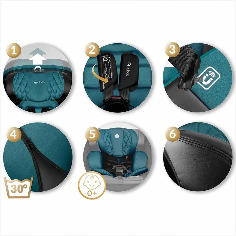 Besisukanti automobilinė kėdutė, 360 laipsnių, Isofix, 40-150 cm, kūdikiams ir mažiems vaikams, šoninio smūgio apsauga, reguliuojama galvos atrama