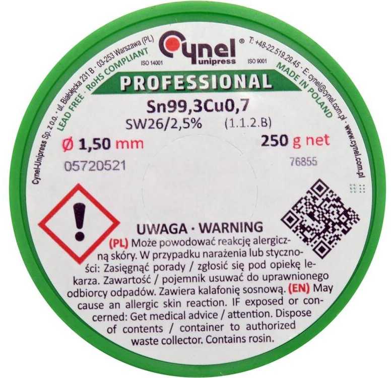 Toya Sa Poland Lydmetalis be švino | Ø 1.5 mm | 250g (76855)