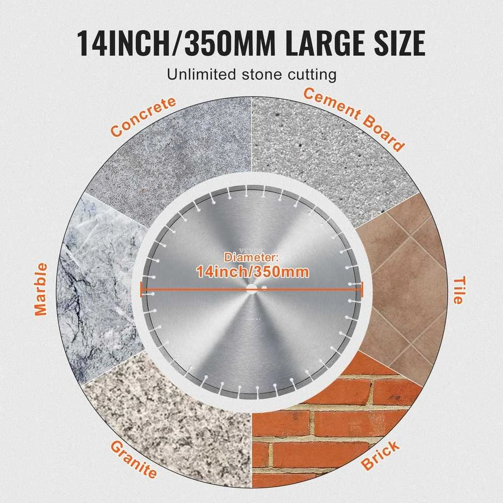 Betoninis pjūklas, 3 vnt., 350 mm skersmens, betonui, gelžbetoniui, plytoms, marmurui ir akmeniui pjauti, deimantinis diskas