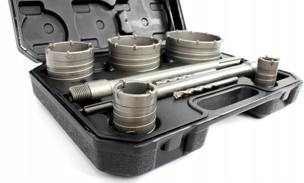 Betono sienos gręžimo karūnų rinkinys, 9 dalių komplektas su SDS plus ir SDS MAX adapteriais, 30-100 mm skylių pjūklų rinkinys, mūro grąžtų rinkinys betonui, plytoms ir plytelėms