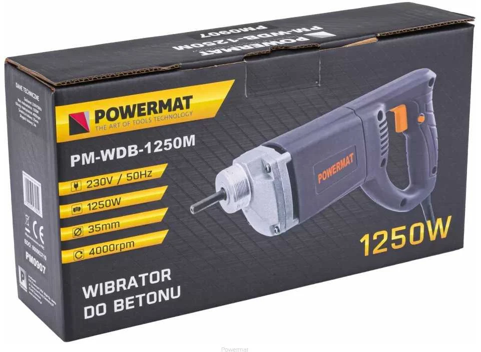 Betono vibratorius, pamatams, 1250W galia, 2 metrų velenas, betono tankintuvas, grindų plokščių vibratorius