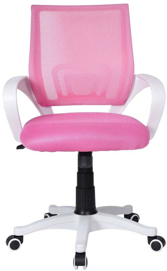 Biuro kėdė, reguliuojamas aukštis, TILT funkcija, balta/rožinė, ergonomiška, sukiojama, ofiso kėdė, darbo kėdė, kompiuterio kėdė