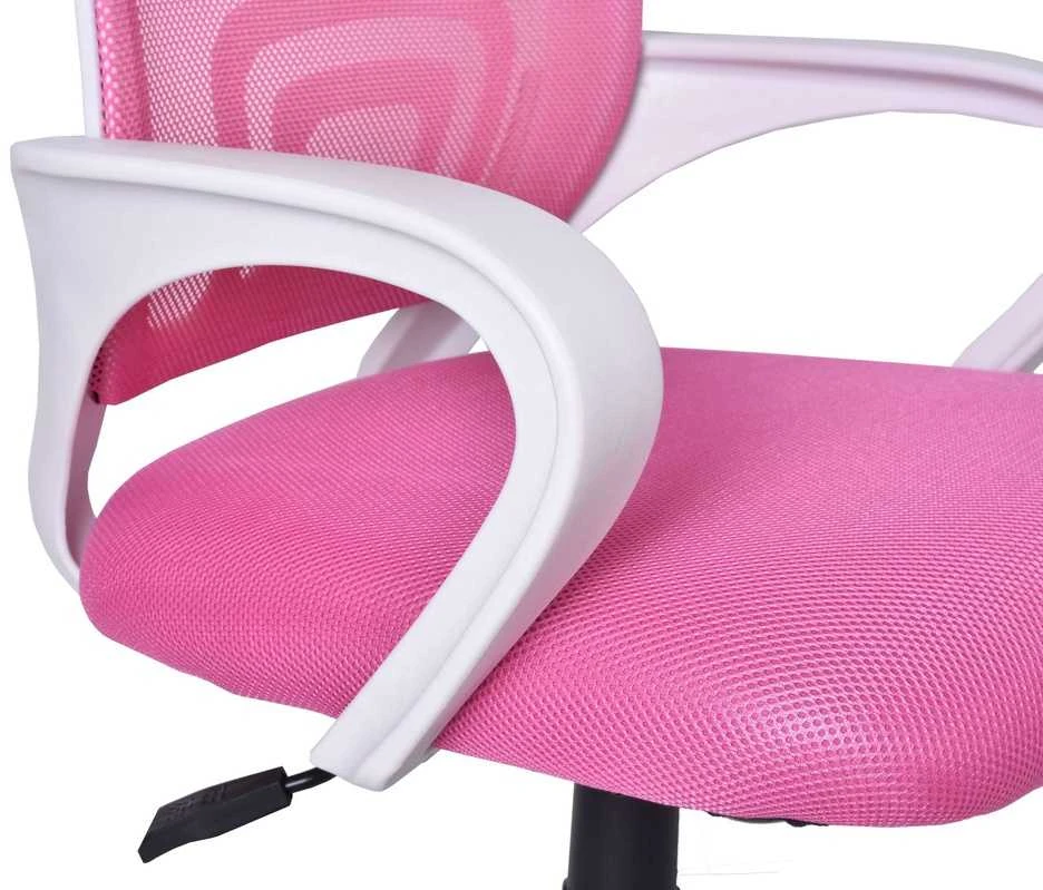 Biuro kėdė, reguliuojamas aukštis, TILT funkcija, balta/rožinė, ergonomiška, sukiojama, ofiso kėdė, darbo kėdė, kompiuterio kėdė