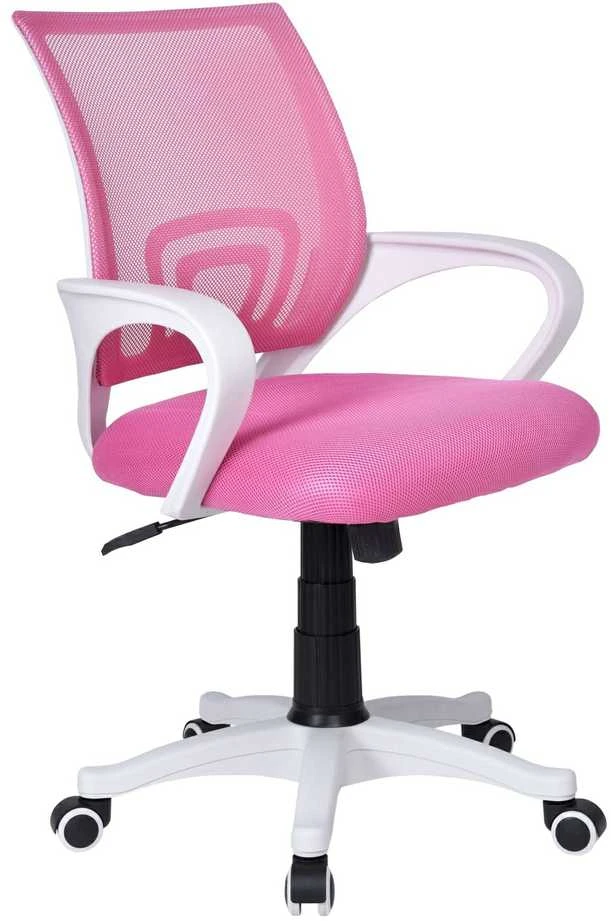 Biuro kėdė, reguliuojamas aukštis, TILT funkcija, balta/rožinė, ergonomiška, sukiojama, ofiso kėdė, darbo kėdė, kompiuterio kėdė