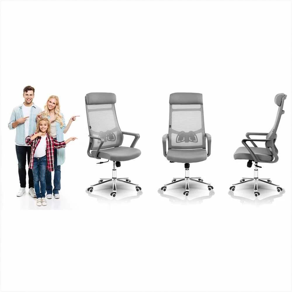 Biuro kėdė su kvėpuojančiu tinkleliu, reguliuojamu aukščiu, supimo funkcija, ergonomišku dizainu, patogus sėdėjimas darbui ir poilsiui