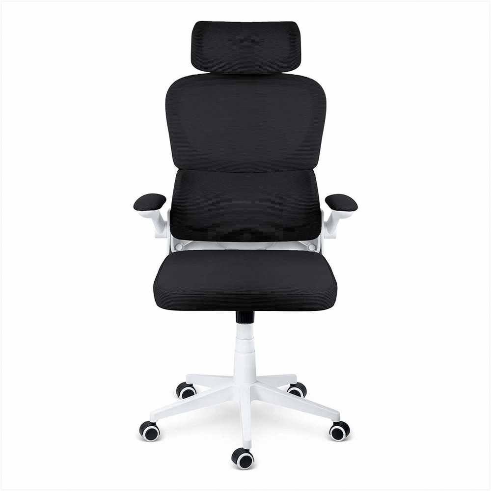 Biuro kėdė su kvėpuojančiu tinkleliu, reguliuojamu aukščiu, ergonomine atrama, supimo funkcija, juoda biuro kėdė