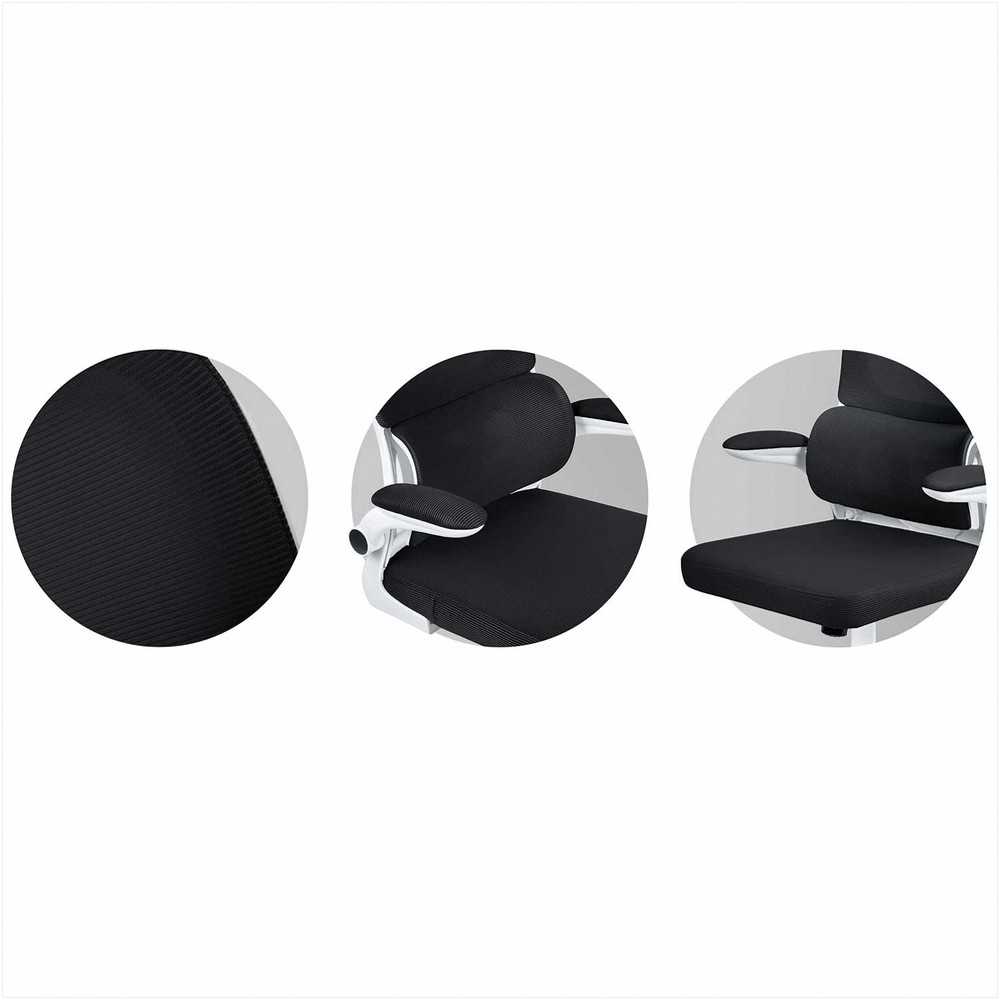 Biuro kėdė su kvėpuojančiu tinkleliu, reguliuojamu aukščiu, ergonomine atrama, supimo funkcija, juoda biuro kėdė