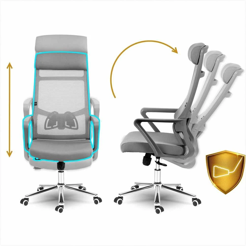 Biuro kėdė su kvėpuojančiu tinkleliu, reguliuojamu aukščiu, supimo funkcija, ergonomišku dizainu, patogus sėdėjimas darbui ir poilsiui