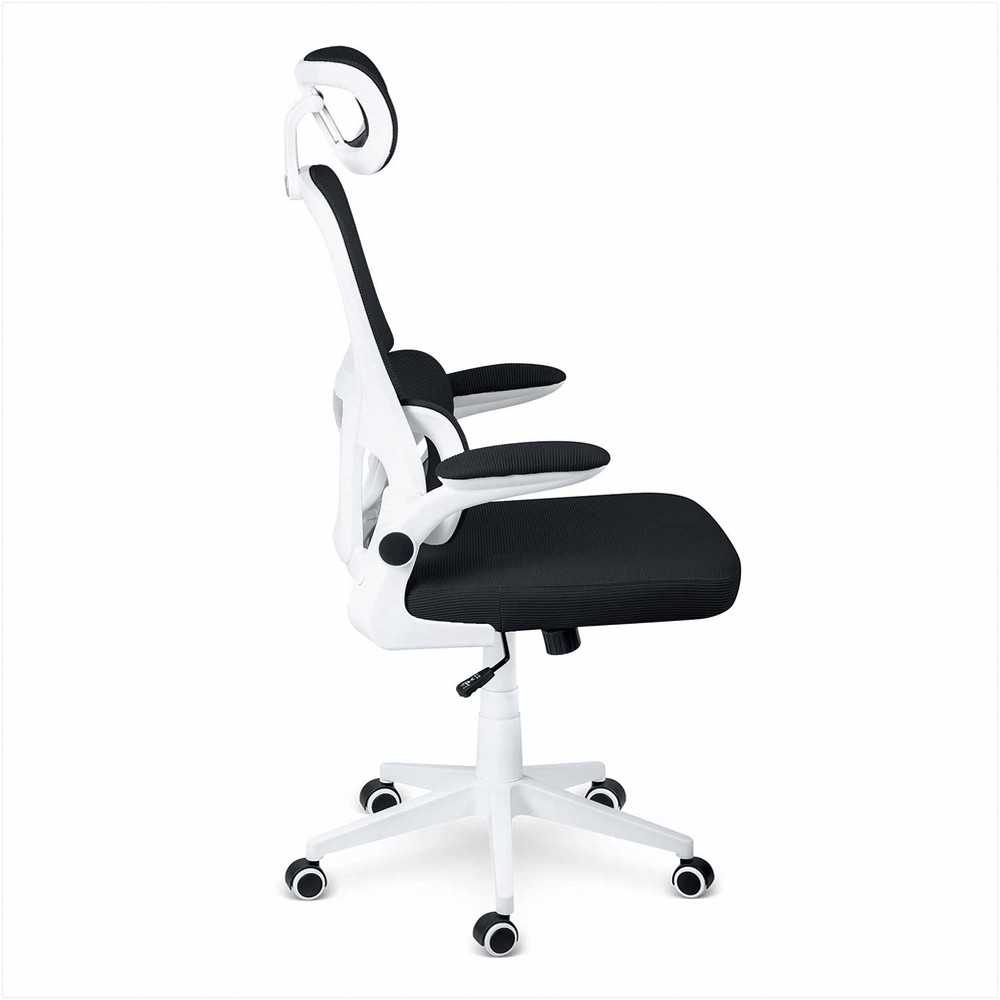 Biuro kėdė su kvėpuojančiu tinkleliu, reguliuojamu aukščiu, ergonomine atrama, supimo funkcija, juoda biuro kėdė