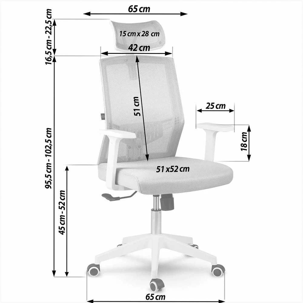 Biuro kėdė su mikrotinkliniu audiniu, ergonomišku dizainu, reguliuojama galvos atrama, pakreipimo mechanizmu, kvėpuojančia danga, patogiu sėdėjimu