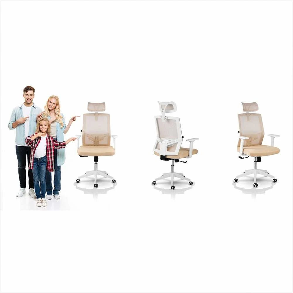Biuro kėdė su mikrotinkliniu audiniu, ergonomišku dizainu, reguliuojama galvos atrama, pakreipimo mechanizmu, kvėpuojančia danga, patogiu sėdėjimu