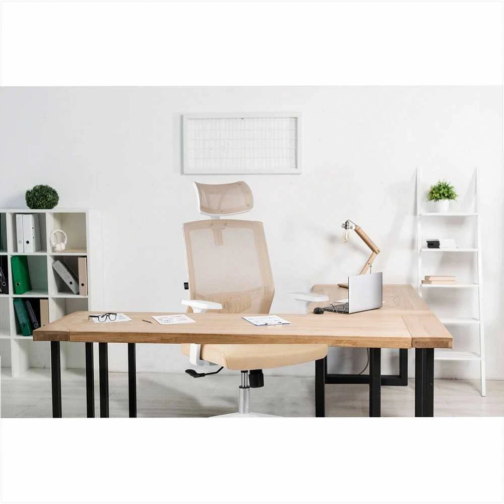 Biuro kėdė su mikrotinkliniu audiniu, ergonomišku dizainu, reguliuojama galvos atrama, pakreipimo mechanizmu, kvėpuojančia danga, patogiu sėdėjimu