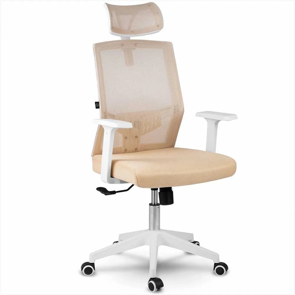 Biuro kėdė su mikrotinkliniu audiniu, ergonomišku dizainu, reguliuojama galvos atrama, pakreipimo mechanizmu, kvėpuojančia danga, patogiu sėdėjimu