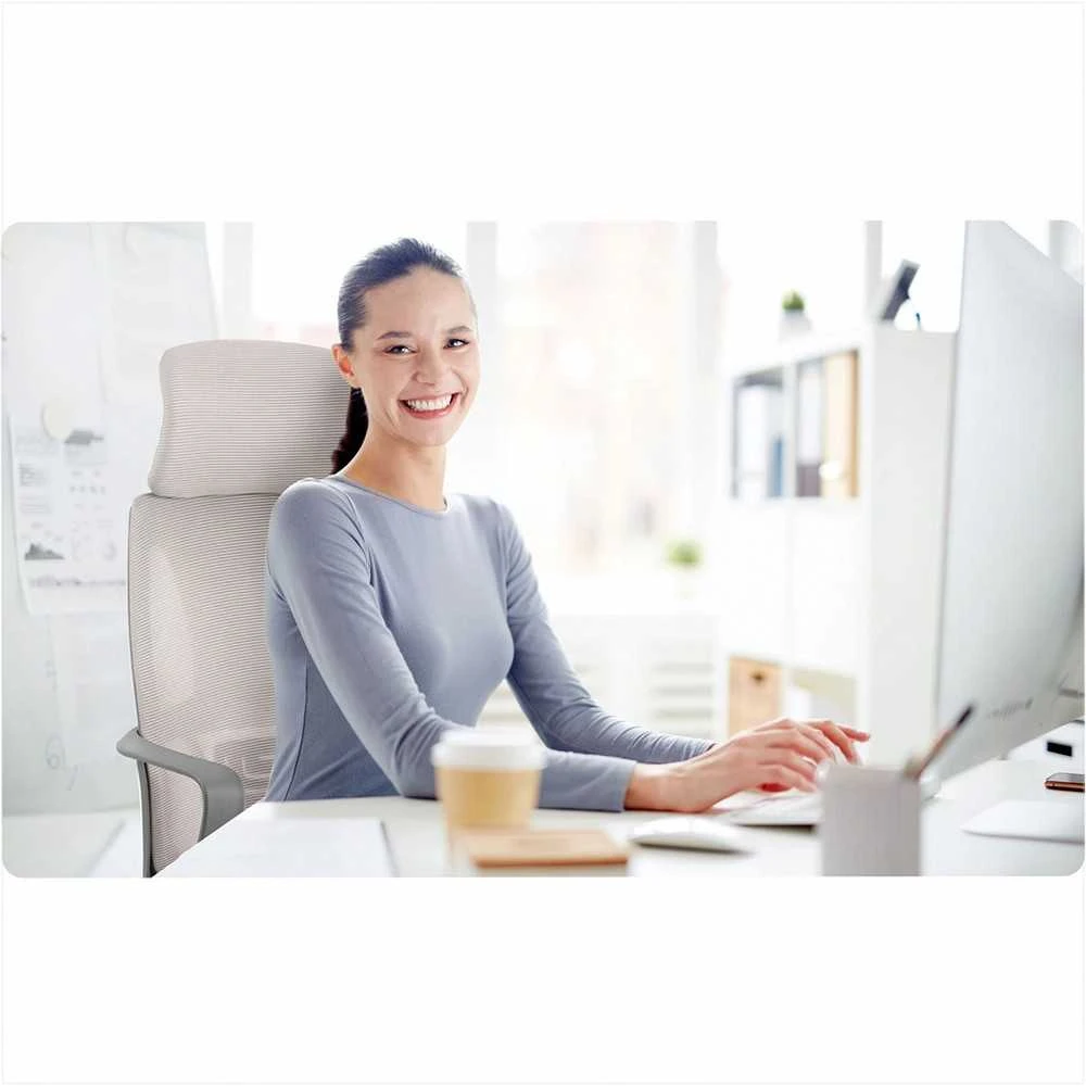 Biuro kėdė su mikrotinklu, reguliuojama galvos atrama, ergonomiška atrama, kvėpuojantis atlošas, modernus dizainas, pilka biuro kėdė
