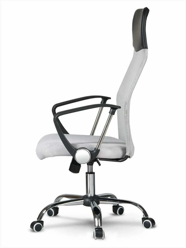 Biuro kėdė su tinklelio atlošu, ergonomiško dizaino, reguliuojamo aukščio, pilka biuro kėdė, patogi darbo kėdė