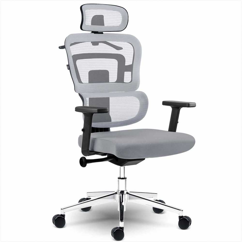Sofotel Biuro kėdė su tinklelio atlošu, ergonomiško dizaino, reguliuojamo aukščio, pilka darbo kėdė, supimo funkcija, patogi kompiuterio kėdė