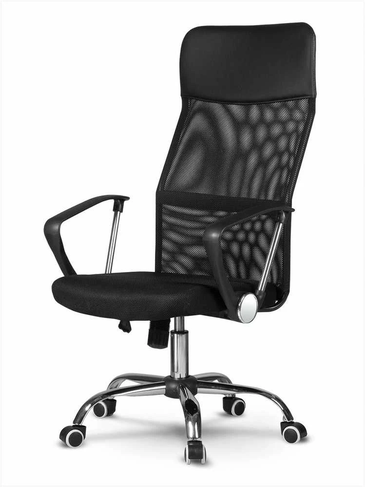 Biuro kėdė su tinklelio atlošu, ergonomiško dizaino, juoda moderni darbo kėdė, reguliuojamas aukštis, patogus sėdėjimas