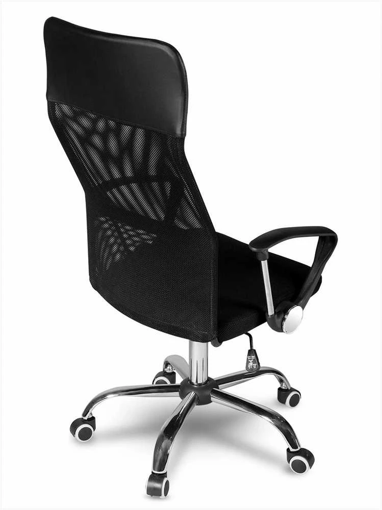 Biuro kėdė su tinklelio atlošu, ergonomiško dizaino, juoda moderni darbo kėdė, reguliuojamas aukštis, patogus sėdėjimas