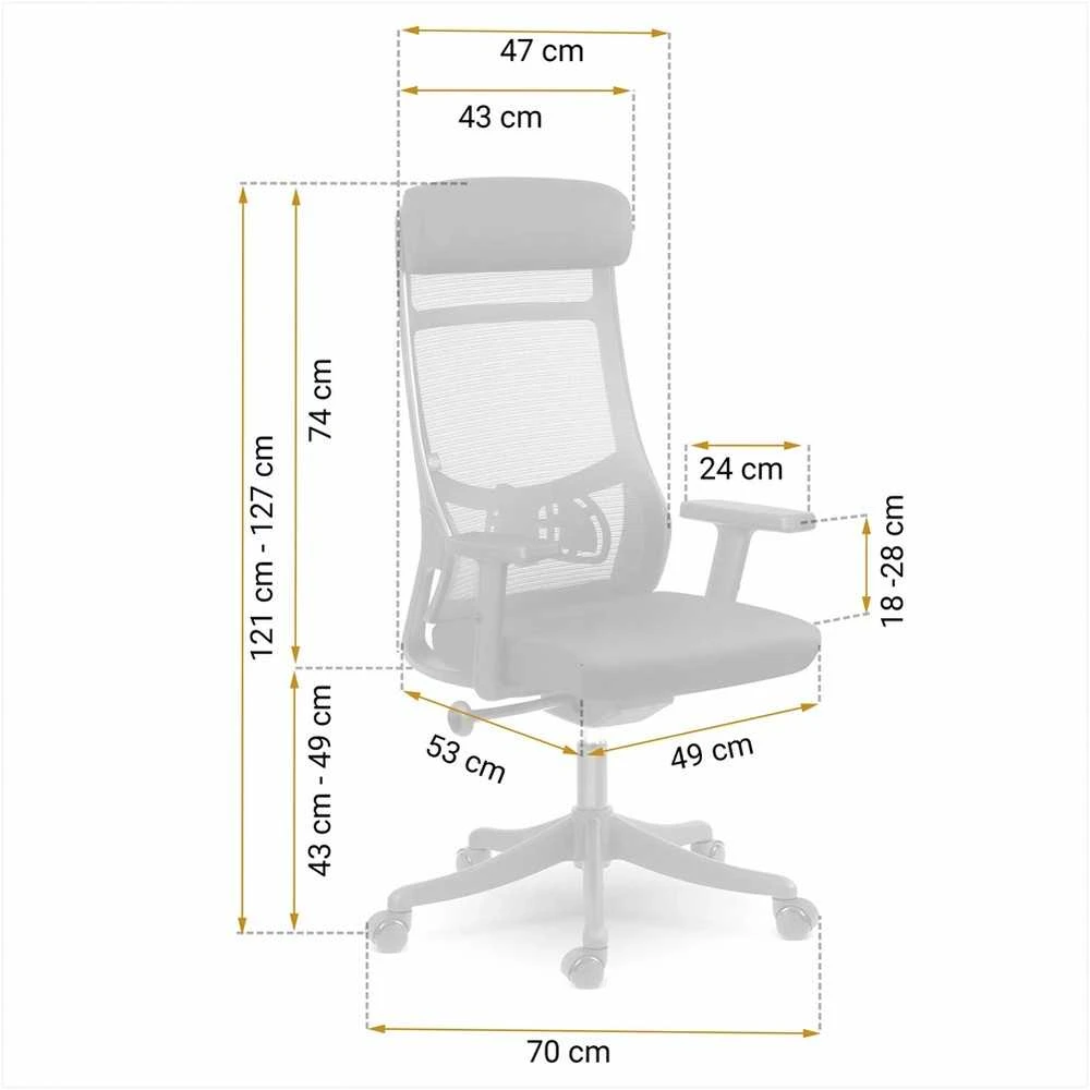 Sofotel Biuro kėdė su tinklelio atlošu, ergonomiško dizaino, reguliuojamo aukščio, juoda vadovo kėdė, patogi kompiuterio kėdė namų biurui