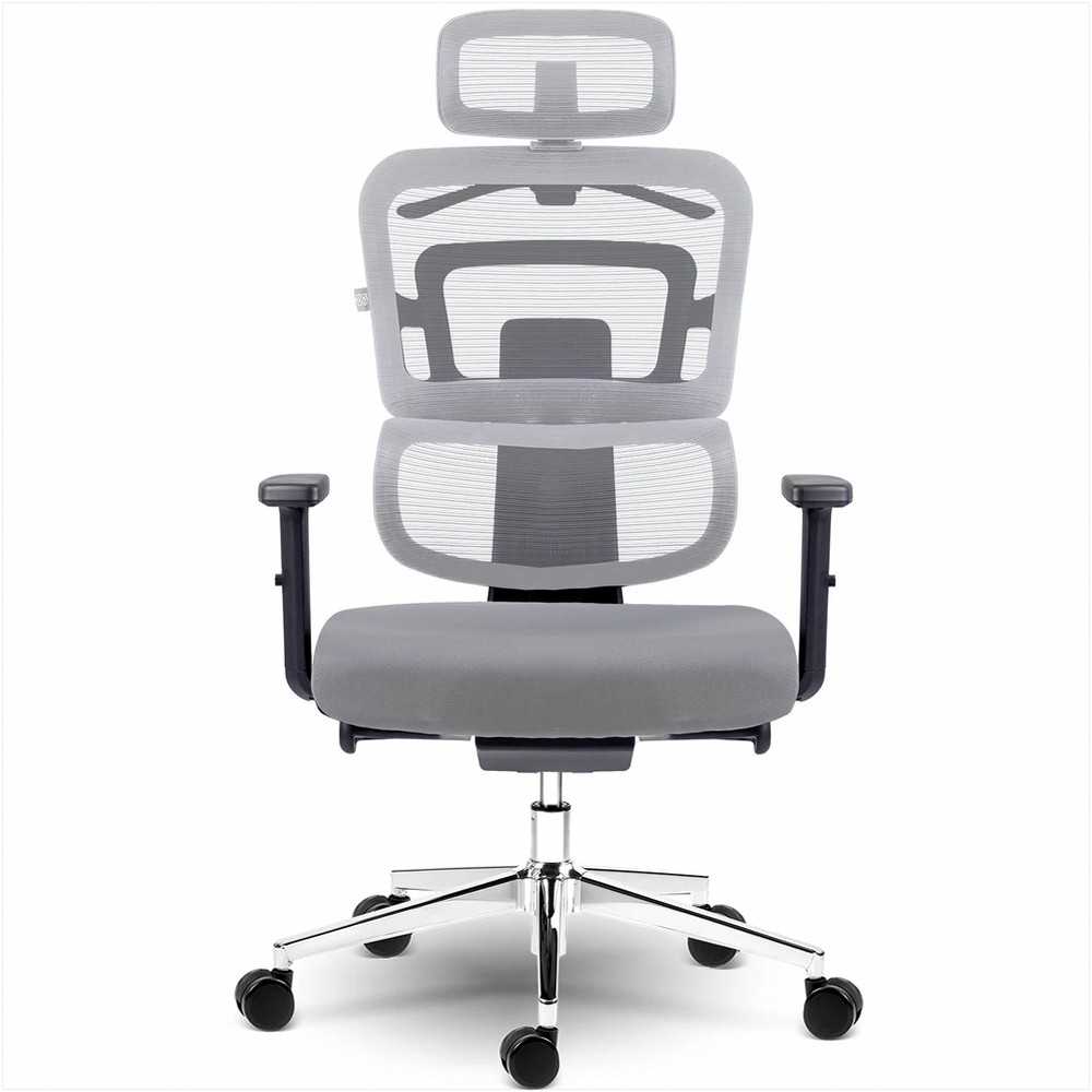 Sofotel Biuro kėdė su tinklelio atlošu, ergonomiško dizaino, reguliuojamo aukščio, pilka darbo kėdė, supimo funkcija, patogi kompiuterio kėdė