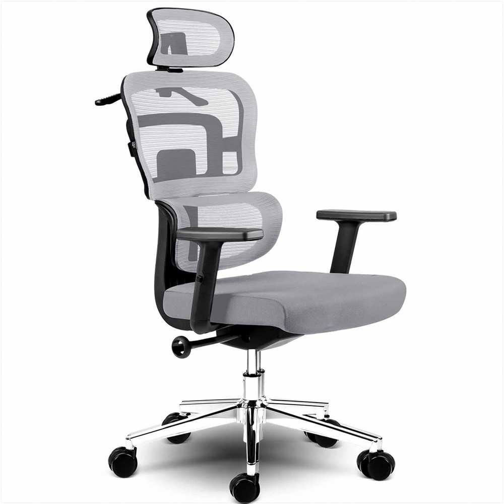 Sofotel Biuro kėdė su tinklelio atlošu, ergonomiško dizaino, reguliuojamo aukščio, pilka darbo kėdė, supimo funkcija, patogi kompiuterio kėdė